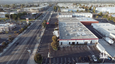 An aerial shot of our remodeled facility on the corner of De Soto Ave. and Knapp St. in Chatsworth. Photo