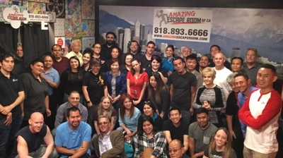 The team gets together to see what all the hype is about escape rooms. Photo